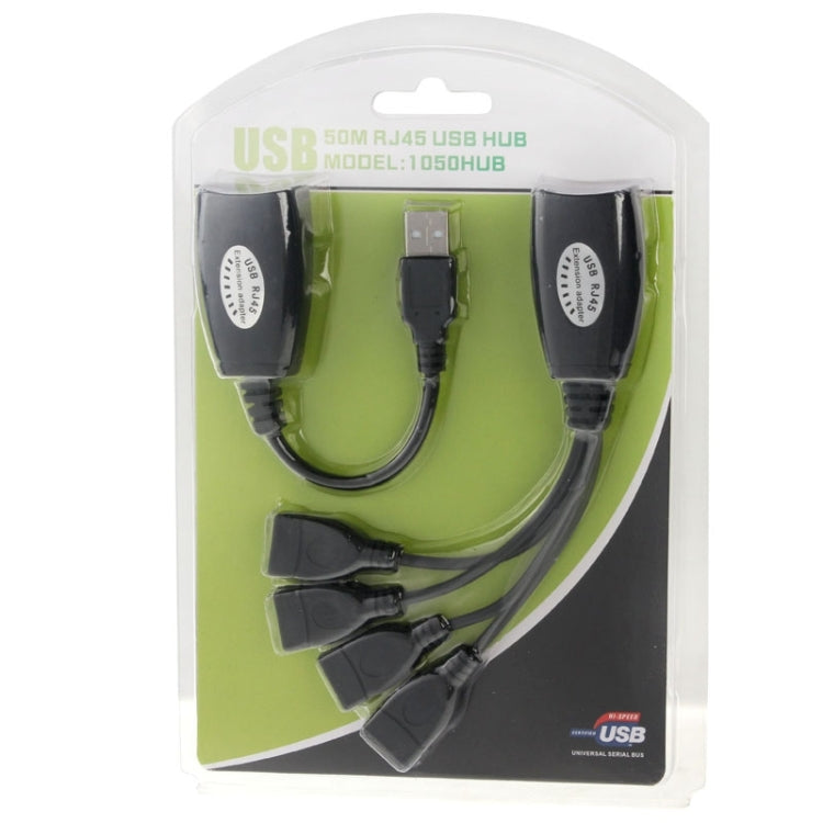 USB 2.0 CAT5 / CAT5E / CAT6 RJ45 to 4 USB Ethernet Extender LAN Extension Cable Repeater Adapter - Lan Cable and Tools by PMC Jewellery | Online Shopping South Africa | PMC Jewellery | Buy Now Pay Later Mobicred