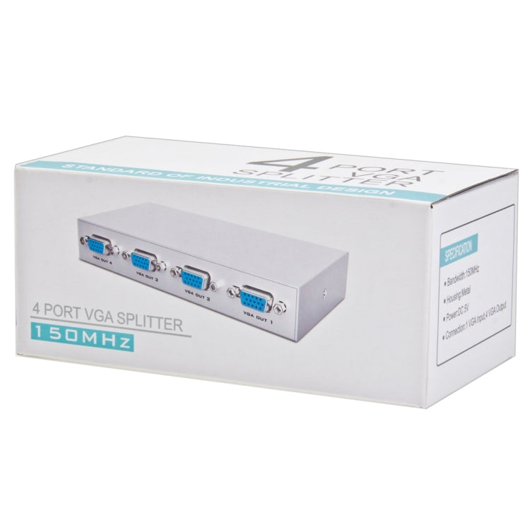 4 Port 150MHz VGA Splitter (1 VGA Input, 4 VGA Output) - VGA Splitters by PMC Jewellery | Online Shopping South Africa | PMC Jewellery | Buy Now Pay Later Mobicred