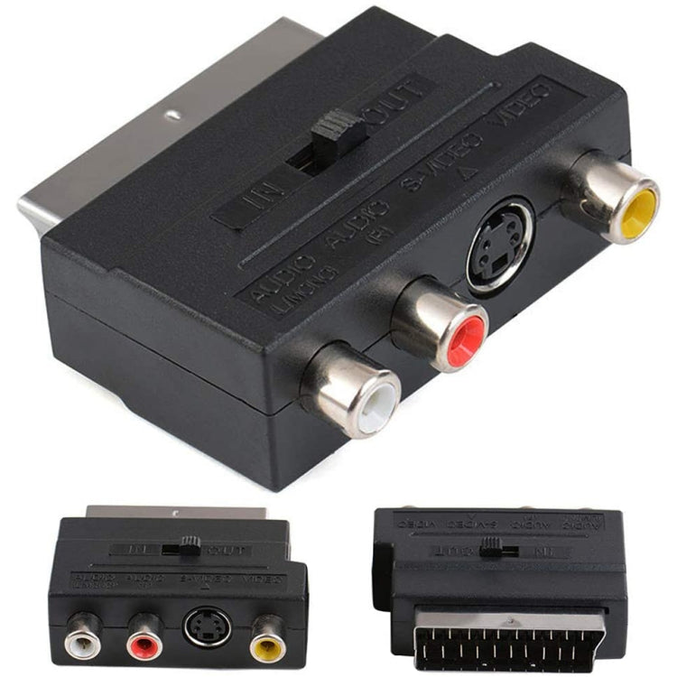 Scart Male to Female with Composite AV + S-Video Sockets(Black) - free shipping - PMC Jewellery - Order now!