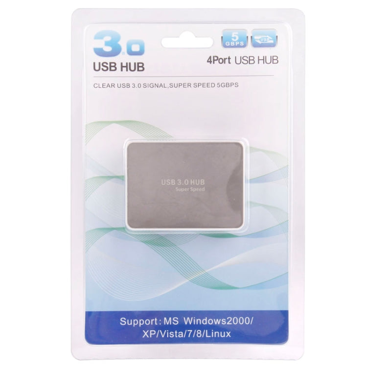 CR-H302 Mirror Surface 4 Ports USB 3.0 Super Speed 5Gbps HUB + 60cm USB 3.0 Transmission Cable(White) - free shipping - PMC Jewellery - Order now!
