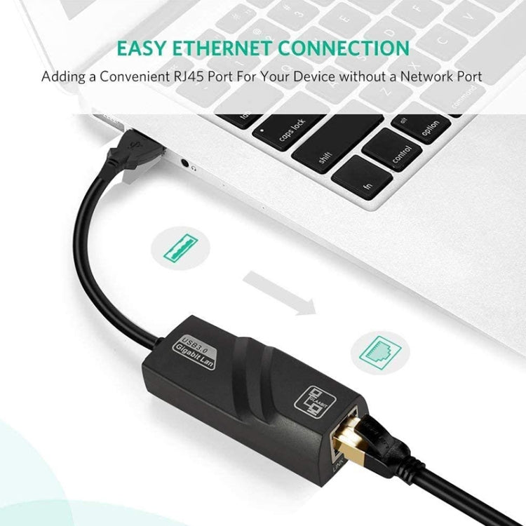 USB 3.0 10 / 100 / 1000Mbps Ethernet Adapter for Laptops, Plug and play(Black) - USB Network Adapter by PMC Jewellery | Online Shopping South Africa | PMC Jewellery | Buy Now Pay Later Mobicred