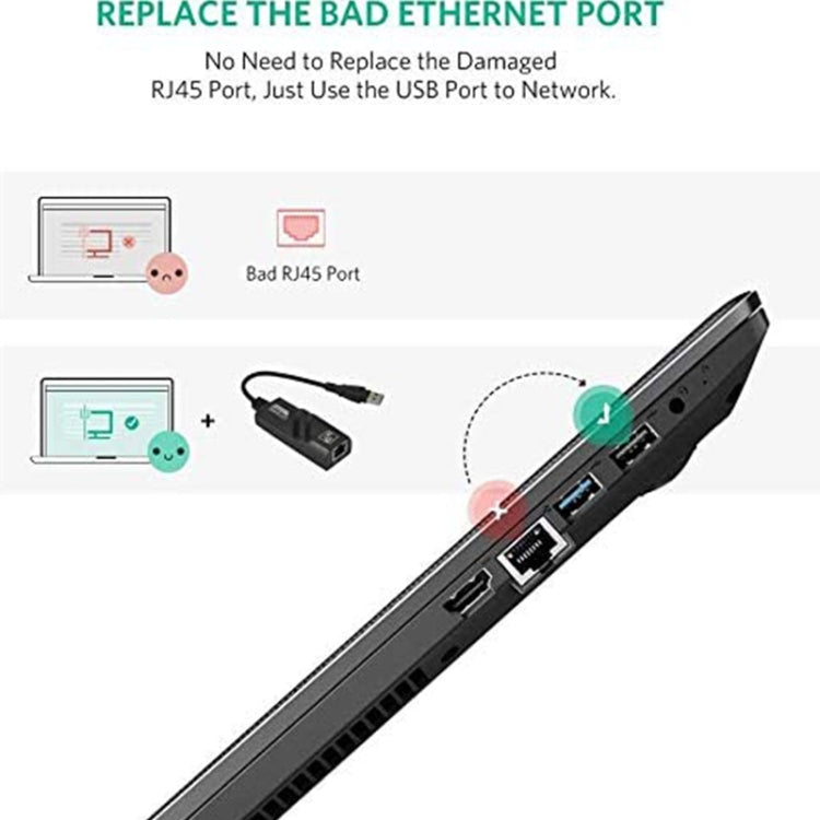 USB 3.0 10 / 100 / 1000Mbps Ethernet Adapter for Laptops, Plug and play(Black) - USB Network Adapter by PMC TechLife | Online Shopping South Africa | PMC TechLife | Buy Now Pay Later Mobicred