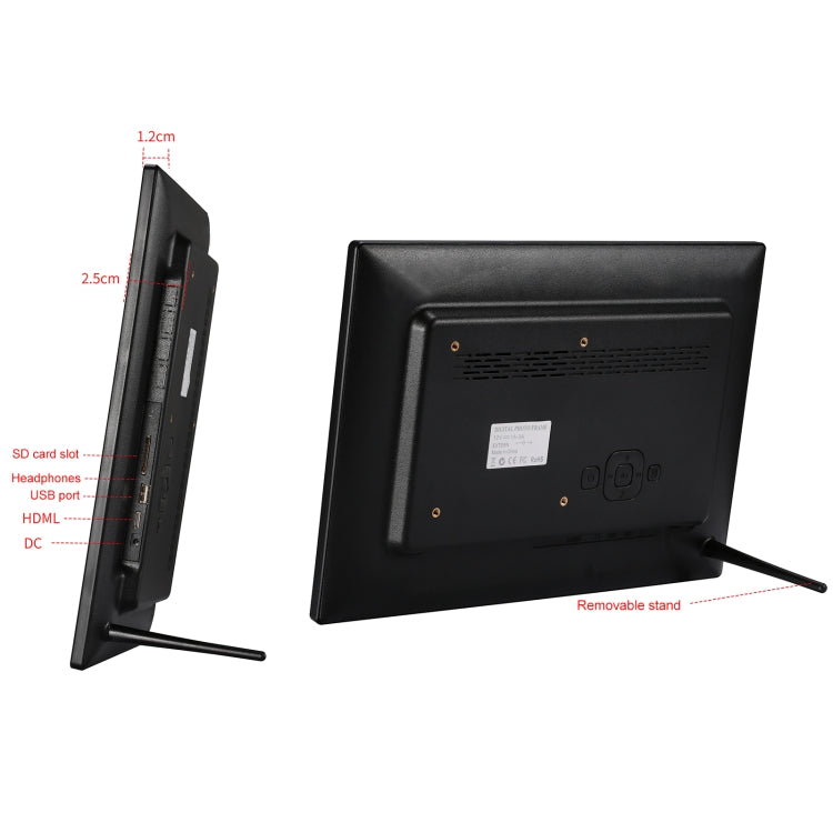 12.1 inch Digital Photo Frame with Holder & Remote Control, Allwinner F16 Program, Support SD / MMC / USB Flash Disk(Black)