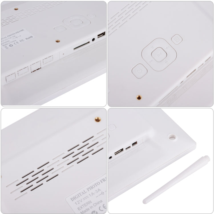 12.1 inch Digital Photo Frame with Holder & Remote Control, Allwinner F16 Program, Support SD / MMC / USB Flash Disk(White)