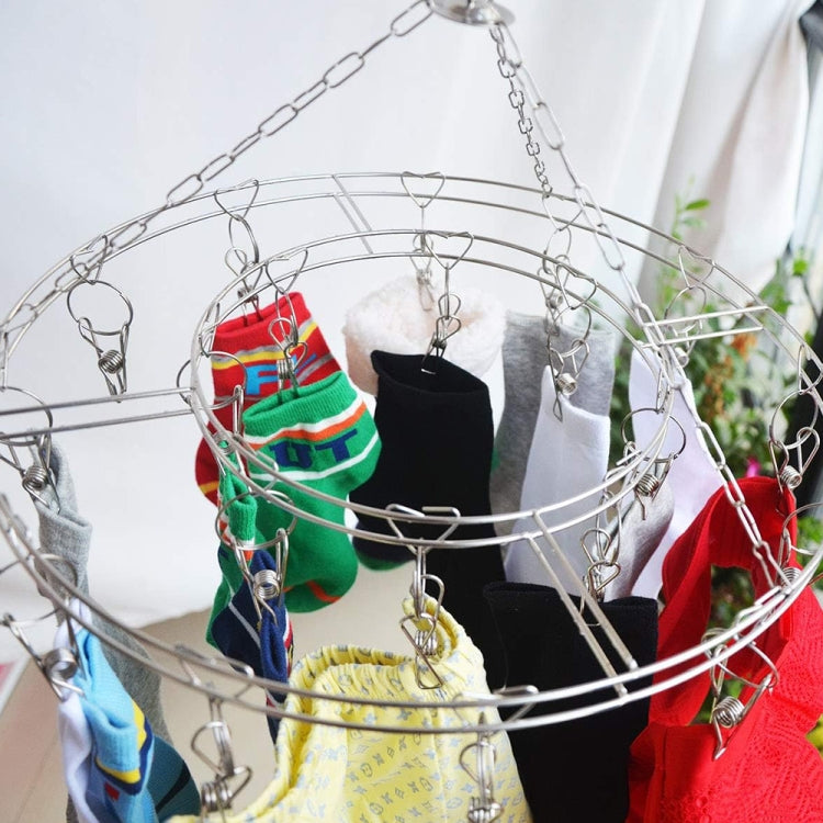 Round Stainless Steel Clothes Clip Hanger with 20 Clips - Shelf & Hooks by PMC TechLife | Online Shopping South Africa | PMC TechLife | Buy Now Pay Later Mobicred