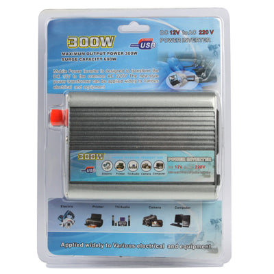 300W DC 12V to AC 220V Car Power Inverter with USB Port and Car Charger(Silver) - Others by PMC TechLife | Online Shopping South Africa | PMC TechLife | Buy Now Pay Later Mobicred