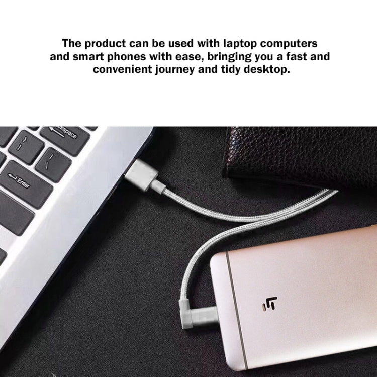 1.2m 2A 90 Copper Wires Woven Elbow USB-C / Type-C 3.1 to USB 2.0 Data / Charger Cable(White) - USB-C & Type-C Cable by PMC TechLife | Online Shopping South Africa | PMC TechLife | Buy Now Pay Later Mobicred