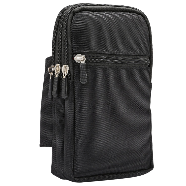7 inch and Below Universal Polyester Men Vertical Style Case Waist Bag with Belt Hole & Climbing Buckle, For iPhone, Samsung, Sony, Huawei, Meizu, Lenovo, ASUS, Oneplus, Xiaomi, Cubot, Ulefone, Letv, DOOGEE, Vkworld, and other (Black)