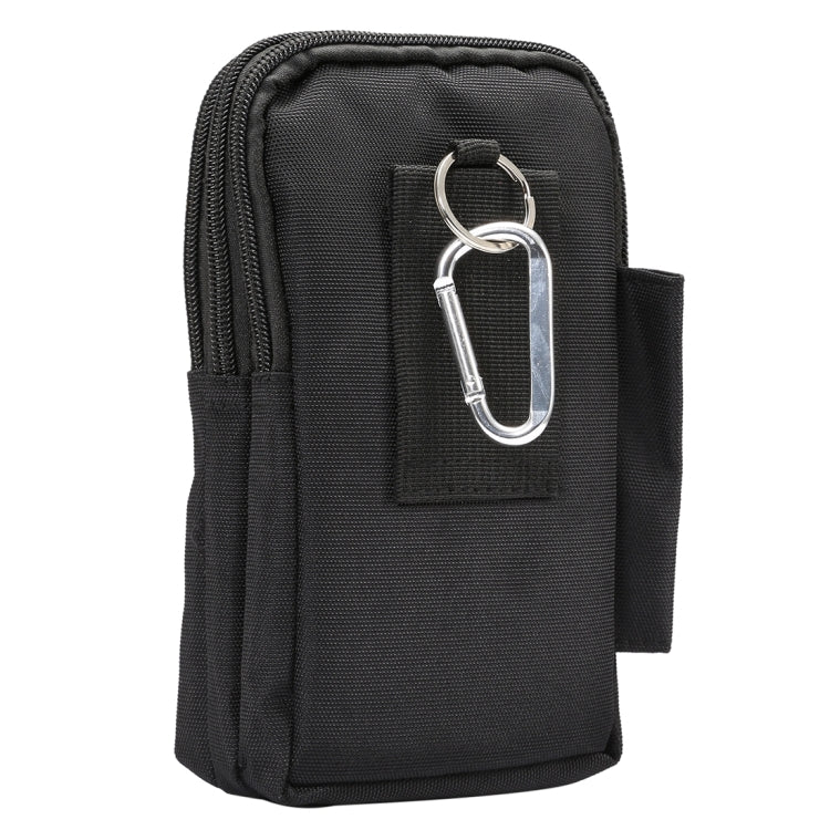 7 inch and Below Universal Polyester Men Vertical Style Case Waist Bag with Belt Hole & Climbing Buckle, For iPhone, Samsung, Sony, Huawei, Meizu, Lenovo, ASUS, Oneplus, Xiaomi, Cubot, Ulefone, Letv, DOOGEE, Vkworld, and other (Black)