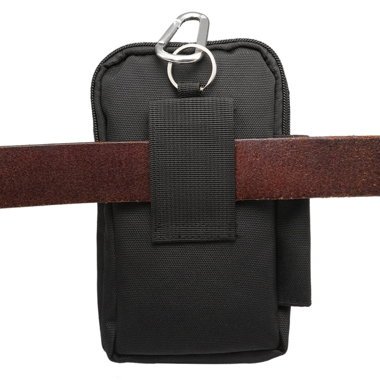 7 inch and Below Universal Polyester Men Vertical Style Case Waist Bag with Belt Hole & Climbing Buckle, For iPhone, Samsung, Sony, Huawei, Meizu, Lenovo, ASUS, Oneplus, Xiaomi, Cubot, Ulefone, Letv, DOOGEE, Vkworld, and other (Black)