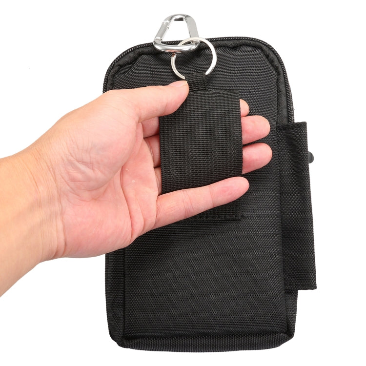 7 inch and Below Universal Polyester Men Vertical Style Case Waist Bag with Belt Hole & Climbing Buckle, For iPhone, Samsung, Sony, Huawei, Meizu, Lenovo, ASUS, Oneplus, Xiaomi, Cubot, Ulefone, Letv, DOOGEE, Vkworld, and other (Black)