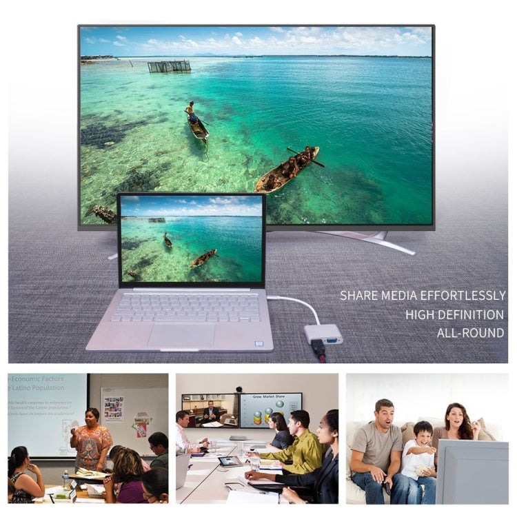 2 in 1 VGA & HDMI Female to USB-C / Type-C Male Hub Splitter Adapter(Grey) - free shipping - PMC Jewellery - Order now!