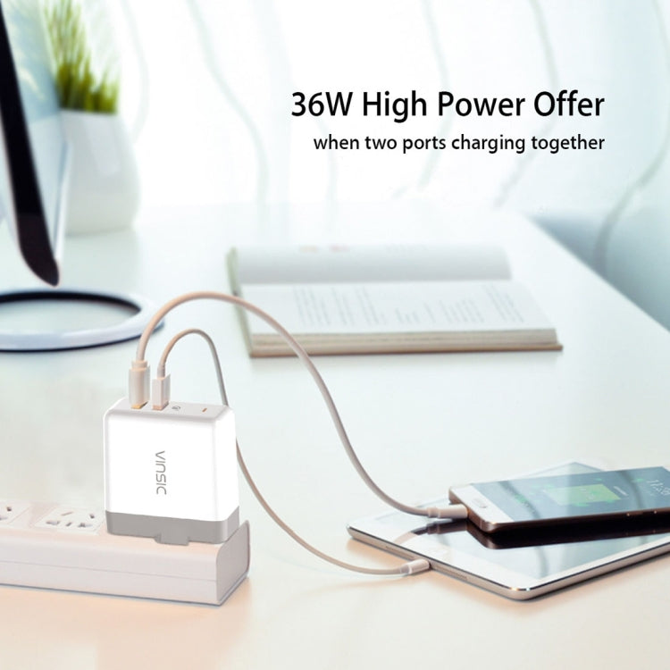 Vinsic 36W Portable Dual-Port Quick Charger 3.0 Dual-Port USB Wall Charger Travel Adapter, For iPhone/iPad, Galaxy S7/S6/Edge/Plus, Mi5 etc, US Plug