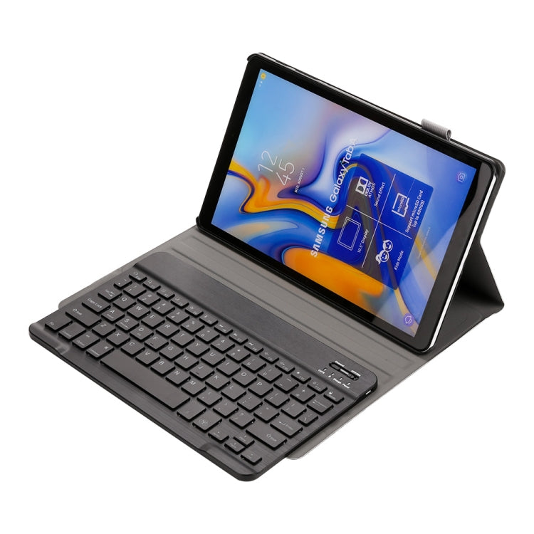 ST590S Bluetooth 3.0 Fine Wool Texture PU Leather ABS Detachable Seven-color Backlight Bluetooth Keyboard Leather Tablet Case for Samsung Galaxy Tab A 10.5 inch T590 / T595, with Pen Slot & Holder (Black)