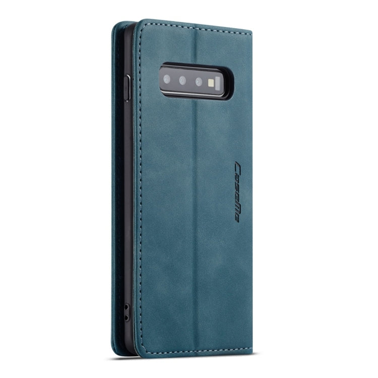 CaseMe-013 Multifunctional Retro Frosted Horizontal Flip Leather Case for Galaxy S10 Plus, with Card Slot & Holder & Wallet (Blue)