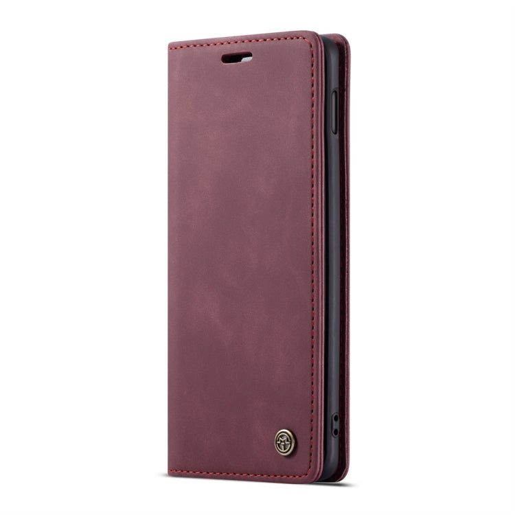 CaseMe-013 Multifunctional Retro Frosted Horizontal Flip Leather Case for Galaxy S10 E, with Card Slot & Holder & Wallet (Wine Red)