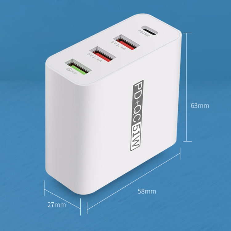 WLX-A6 4 Ports Quick Charging USB Travel Charger Power Adapter, US Plug