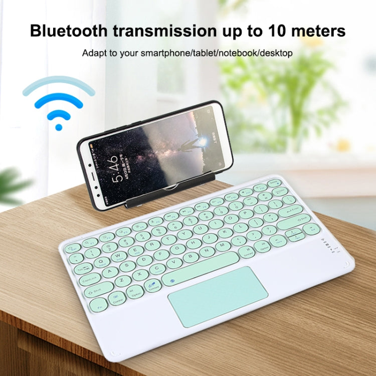250C 10 inch Universal Tablet Round Keycap Wireless Bluetooth Keyboard with Touch Panel (Black)
