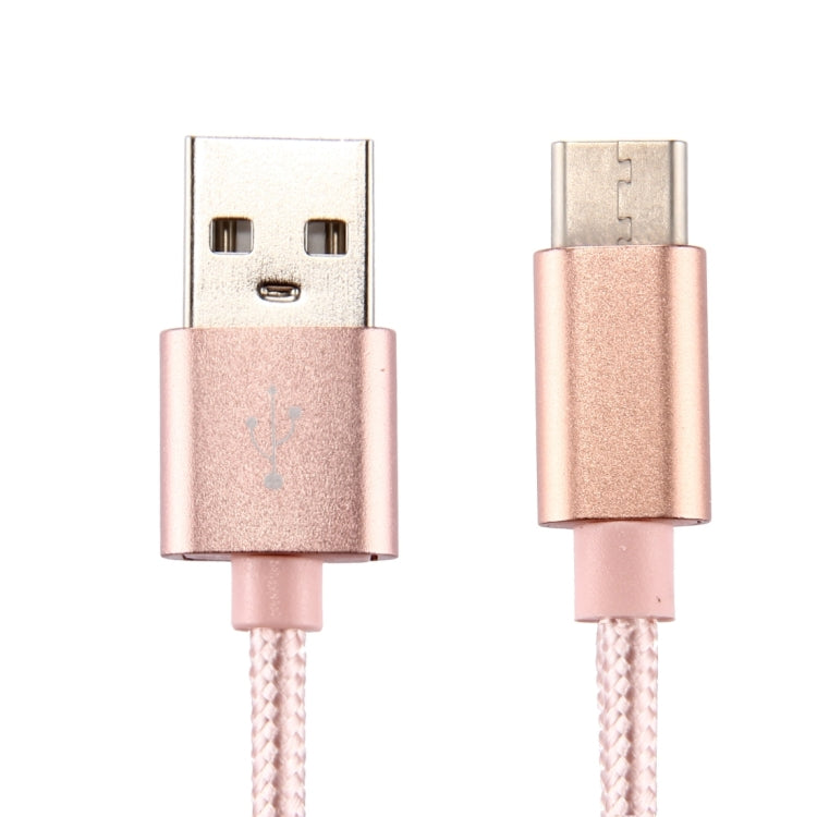 Knit Texture USB to USB-C / Type-C Data Sync Charging Cable, Cable Length: 2m, 3A Output(Rose Gold)