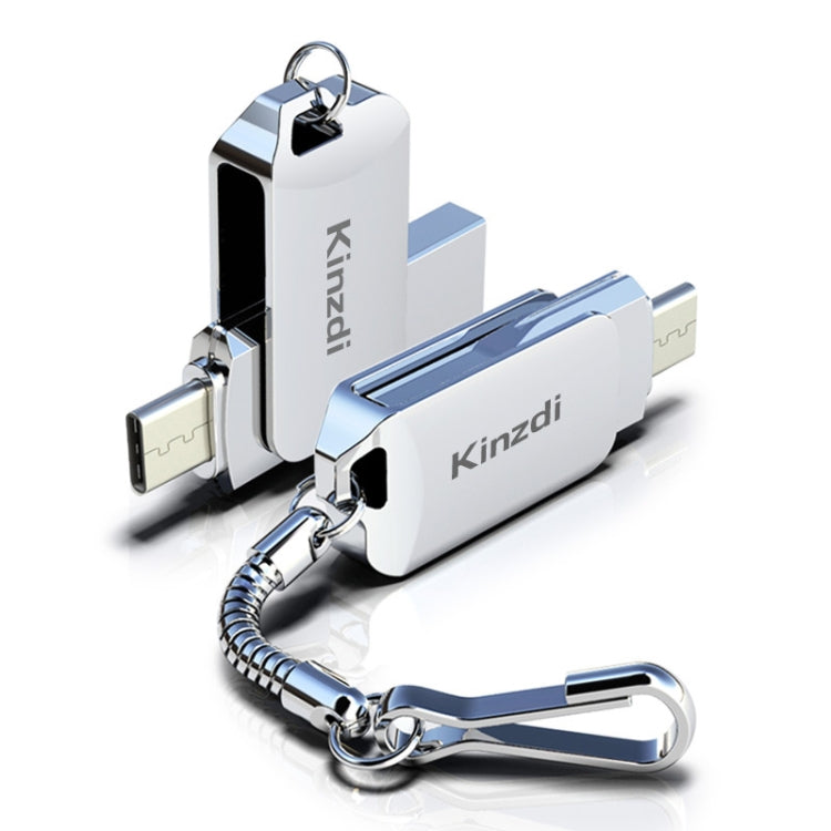 Kinzdi 16GB USB + Type-C Interface Metal Twister Flash Disk V8 (Silver) - free shipping - PMC Jewellery - Order now!