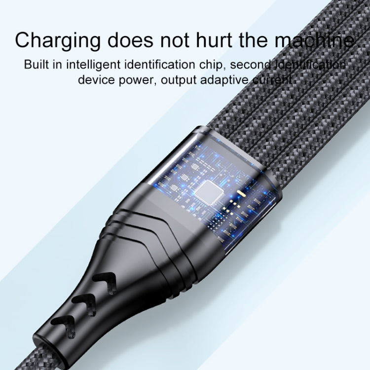4 in 1 66W 6A USB to 8 Pin + Micro USB + Dual USB-C / Type-C Fast Charging Data Cable, Cable Length: 1.2m(Grey)