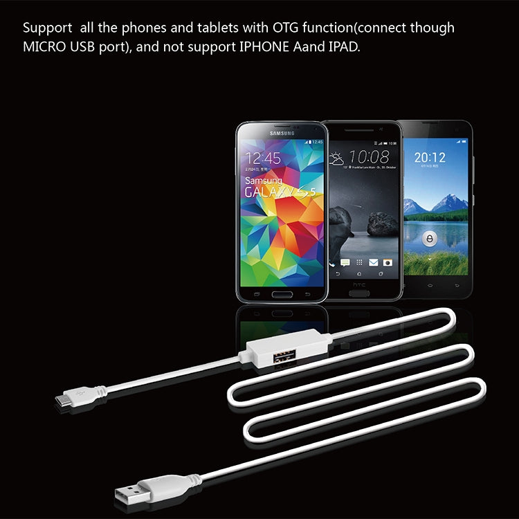 OTG-Y-03 USB 2.0 Male to Micro USB Male + USB Female OTG Charging Data Cable for Android Phones / Tablets with OTG Function, with Switch, Length: 1.1m(White) - Micro USB Cable by PMC Jewellery | Online Shopping South Africa | PMC Jewellery | Buy Now Pay Later Mobicred
