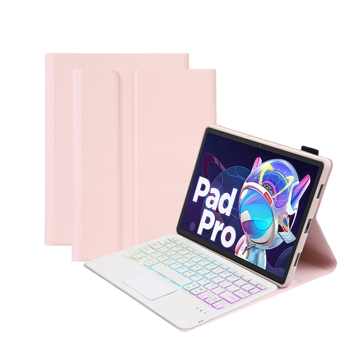AM20-AS Lambskin Texture Backlight Bluetooth Touch Keyboard Leather Tablet Case For Lenovo Xiaoxin Pad 2022 10.6 inch/Tab M10 Plus 10.6 3rd Gen 2022(Pink)