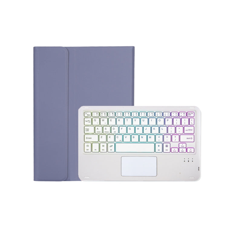 AM20-AS Lambskin Texture Backlight Bluetooth Touch Keyboard Leather Tablet Case For Lenovo Xiaoxin Pad 2022 10.6 inch/Tab M10 Plus 10.6 3rd Gen 2022(Purple)