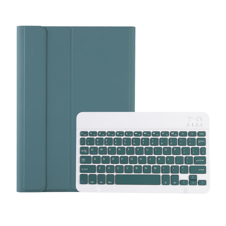 For iPad 10th Gen 10.9 2022 A10B Lambskin Texture Ultra-thin Bluetooth Keyboard Leather Tablet Case with Pen Slot(Dark Green)