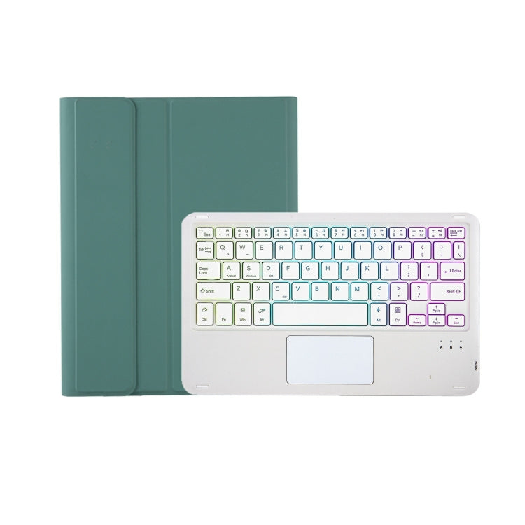 For iPad 10th Gen 10.9 2022 A10B-AS Lambskin Texture Backlight Bluetooth Touch Keyboard Leather Tablet Case with Pen Slot (Dark Green) - Universal by PMC TechLife | Online Shopping South Africa | PMC TechLife