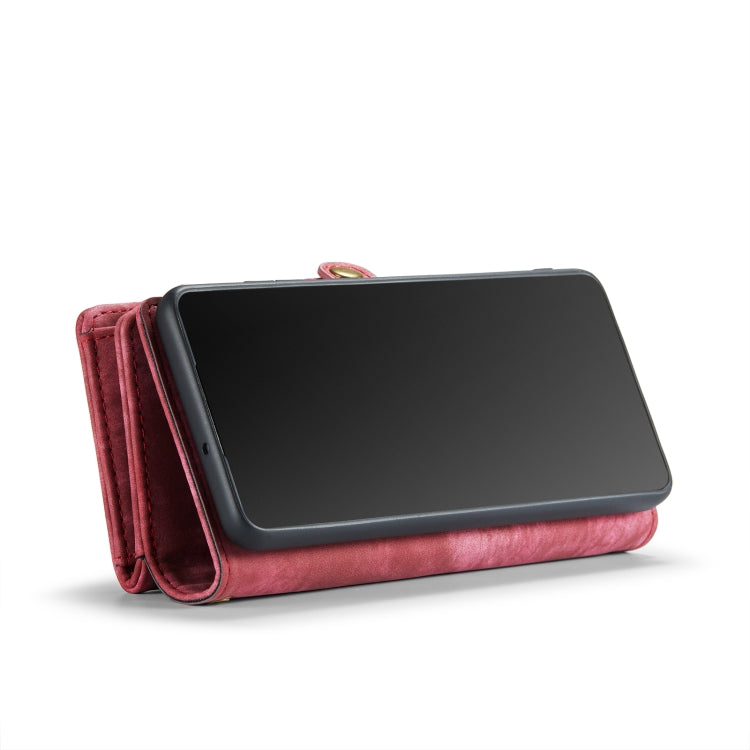 CaseMe-008 Detachable Multifunctional Retro Frosted Horizontal Flip Leather Case for Galaxy A20 / M10S, with Card Slot & Holder & Zipper Wallet & Photo Frame(Red)