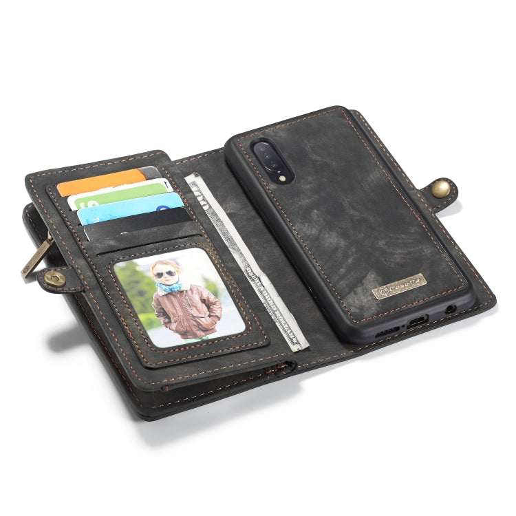 CaseMe-008 Detachable Multifunctional Retro Frosted Horizontal Flip Leather Case for Galaxy A50, with Card Slot & Holder & Zipper Wallet & Photo Frame(Black)