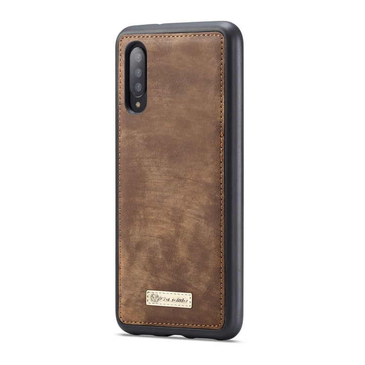 CaseMe-008 Detachable Multifunctional Retro Frosted Horizontal Flip Leather Case for Galaxy A50, with Card Slot & Holder & Zipper Wallet & Photo Frame(Brown)