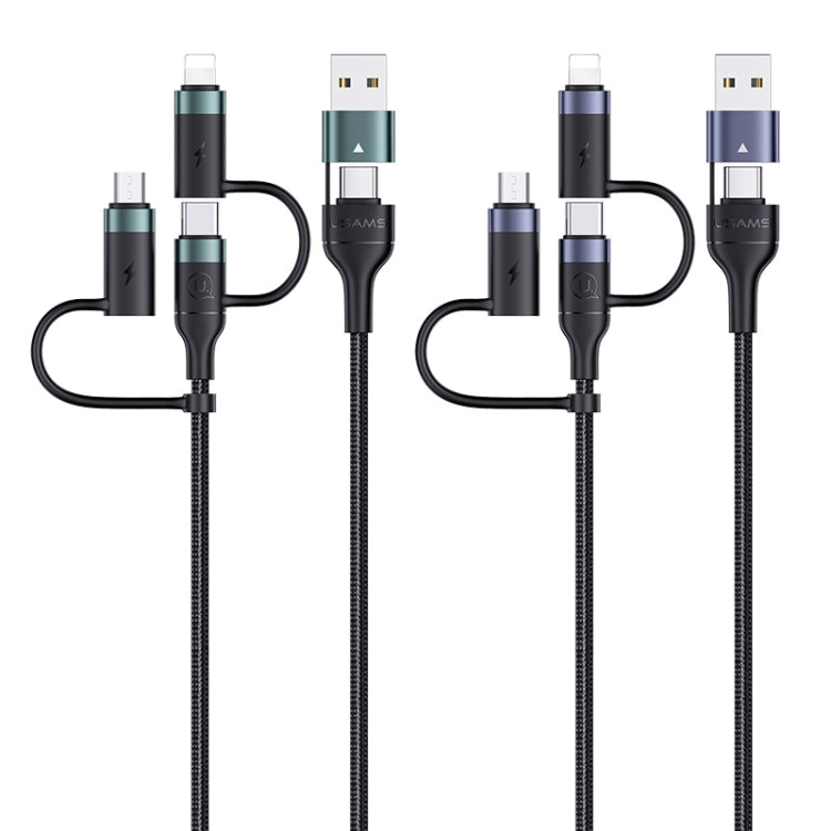 USAMS US-SJ547 U62 USB + Type-C / USB-C toType-C / USB-C + 8 Pin + Micro Aluminum Alloy PD Fast Charging Data Cable, Length: 1.2m(Green)