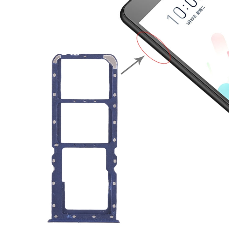 For OPPO A5 / A3s 2 x SIM Card Tray + Micro SD Card Tray (Blue) - Card Socket by PMc TechLife | Online Shopping South Africa | PMc TechLife | Buy Now Pay Later Mobicred