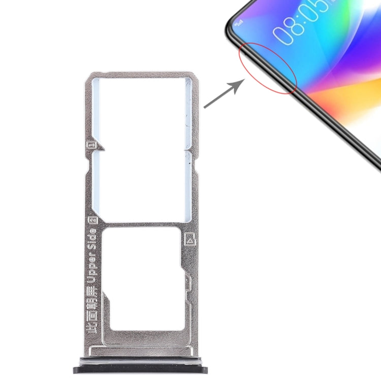 For Vivo Y85 / Z1 / Z1i / V9 Youth / V9 2 x SIM Card Tray + Micro SD Card Tray (Black) - Card Socket by PMc TechLife | Online Shopping South Africa | PMc TechLife | Buy Now Pay Later Mobicred