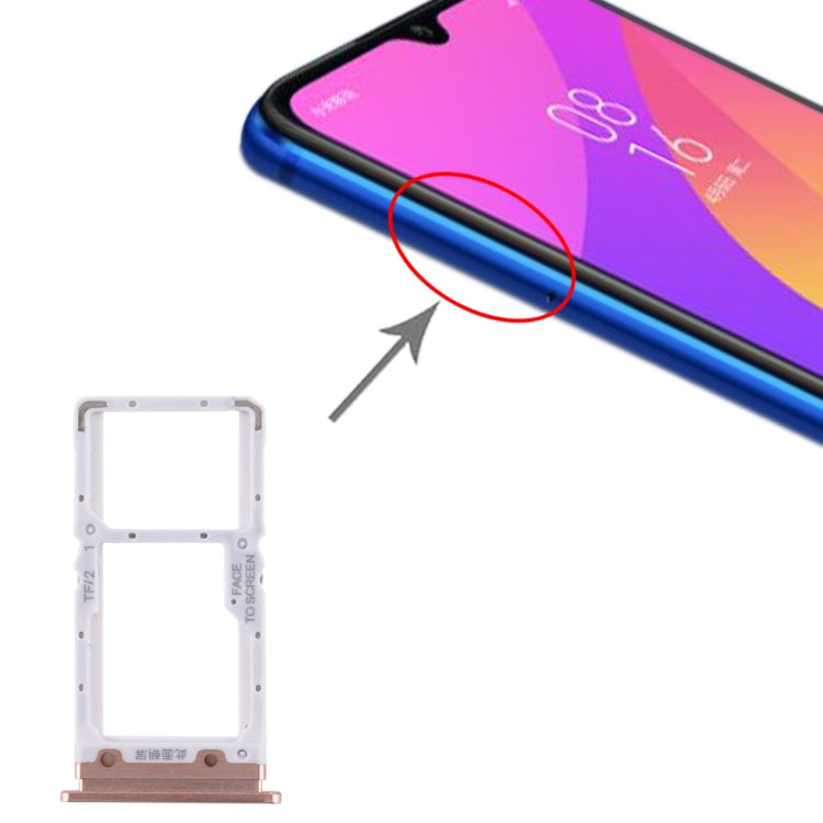 SIM Card Tray + SIM Card Tray / Micro SD Card Tray for Xiaomi Mi CC9 (Gold) - Card Tray by PMC TechLife | Online Shopping South Africa | PMC TechLife | Buy Now Pay Later Mobicred