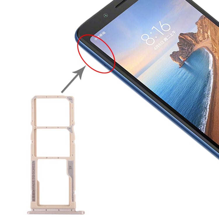 SIM Card Tray + SIM Card Tray + Micro SD Card Tray for Xiaomi Redmi 7A (Gold) - Card Tray by PMC TechLife | Online Shopping South Africa | PMC TechLife | Buy Now Pay Later Mobicred