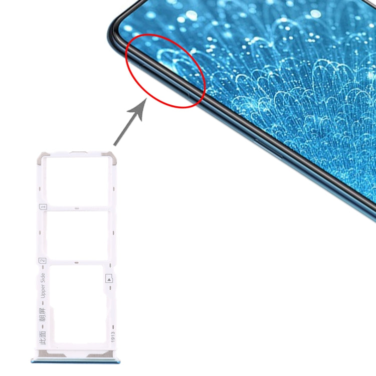 For Vivo Y7s SIM Card Tray + SIM Card Tray + Micro SD Card Tray (Blue)