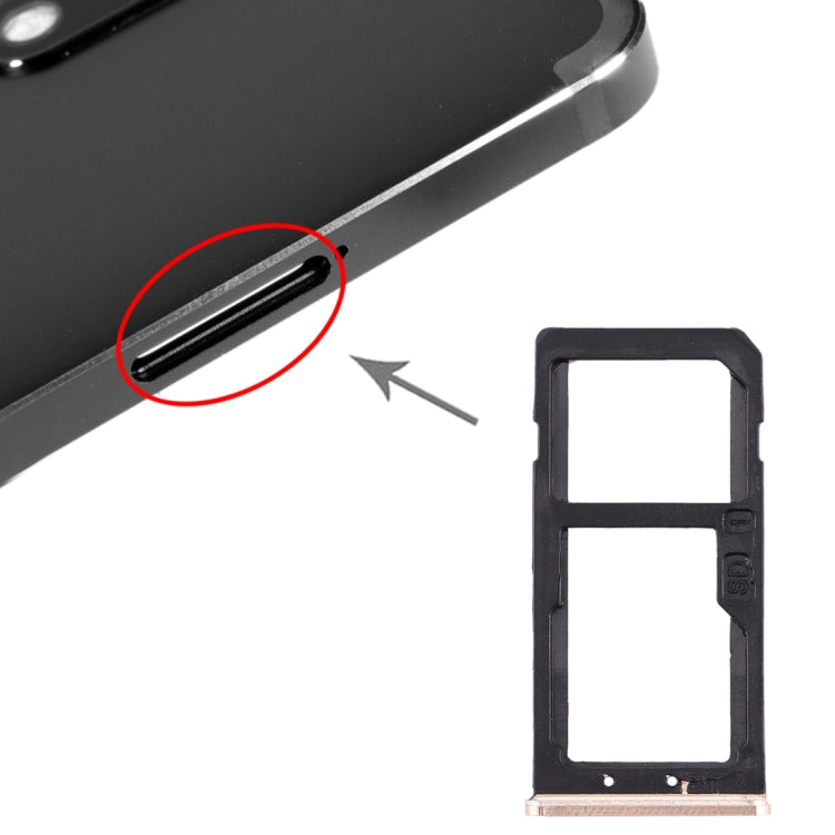 SIM Card Tray + SIM Card Tray / Micro SD Card Tray for Nokia 6 TA-1000 TA-1003 TA-1021 TA-1025 TA-1033 TA-1039 (Gold) - Card Tray by PMc TechLife | Online Shopping South Africa | PMc TechLife | Buy Now Pay Later Mobicred