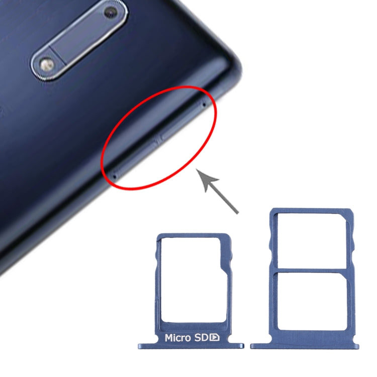 SIM Card Tray + SIM Card Tray + Micro SD Card Tray for Nokia 5 / N5 TA-1024 TA-1027 TA-1044 TA-1053 (Blue) - Card Tray by PMC TechLife | Online Shopping South Africa | PMC TechLife | Buy Now Pay Later Mobicred