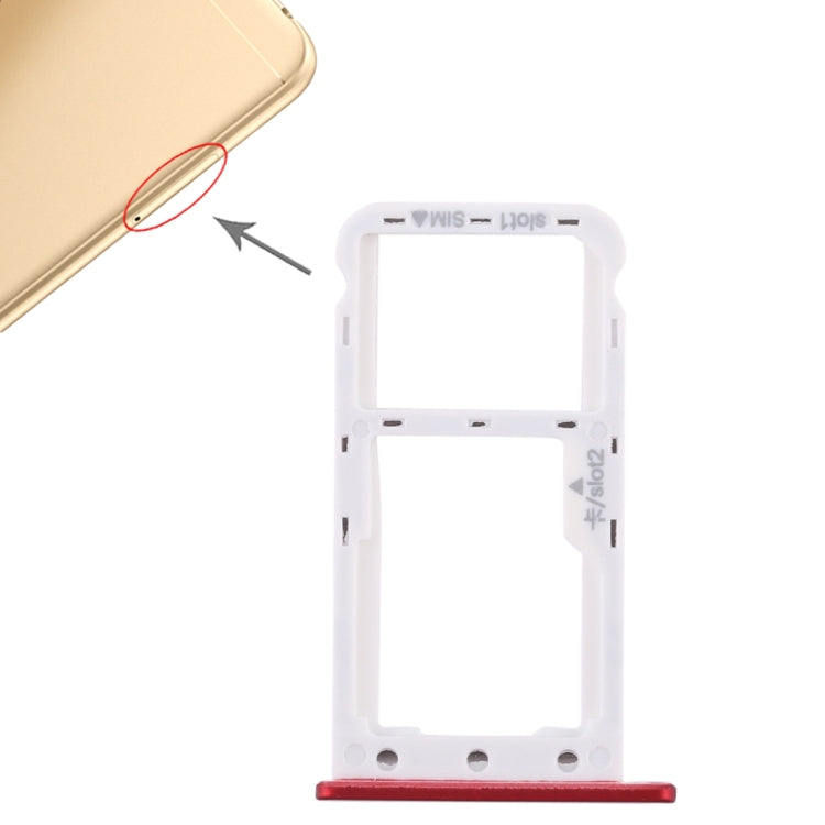 SIM Card Tray + SIM Card Tray / Micro SD Card for Huawei Enjoy 7 (Red) - Card Socket by PMc TechLife | Online Shopping South Africa | PMc TechLife | Buy Now Pay Later Mobicred