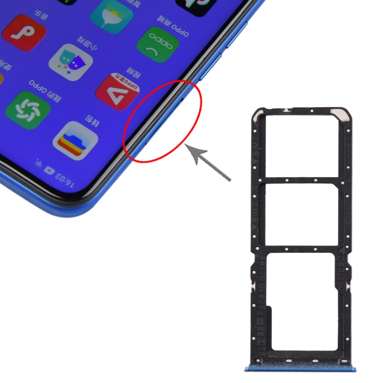 For OPPO A11x/A11/A9(2020)/A5(2020) SIM Card Tray + SIM Card Tray + Micro SD Card Tray (Blue) - Card Socket by PMc TechLife | Online Shopping South Africa | PMc TechLife | Buy Now Pay Later Mobicred