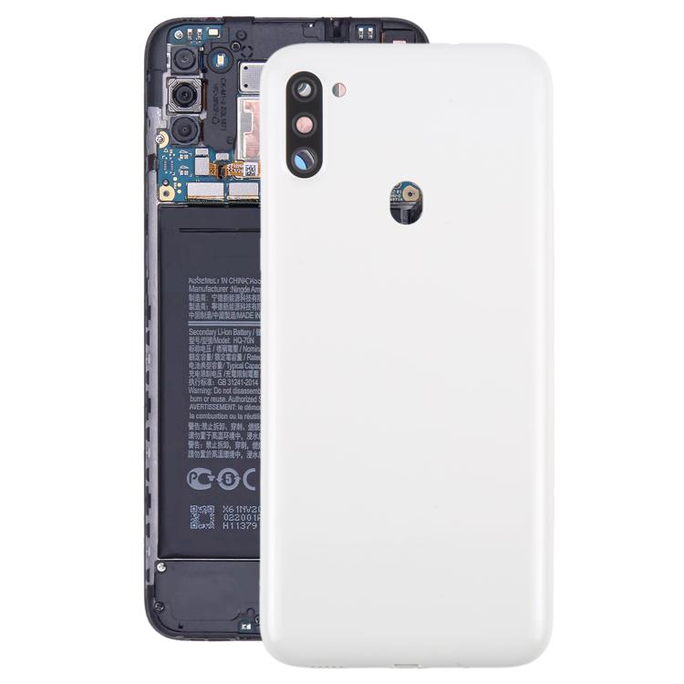 For Samsung Galaxy A11 SM-A115F Back Cover with Camera Lens Cover(White)