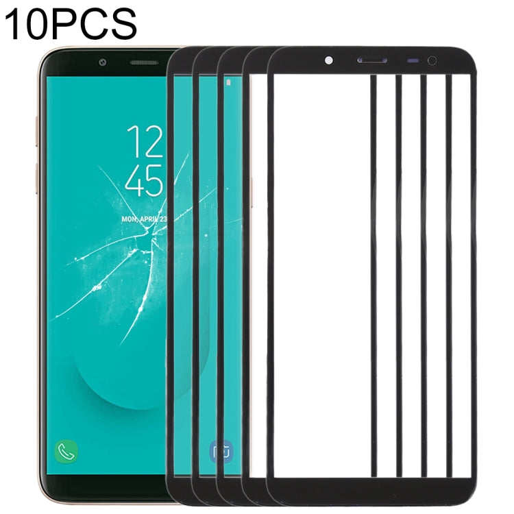For Samsung Galaxy J6, J600F/DS, J600G/DS 10pcs Front Screen Outer Glass Lens (Black)