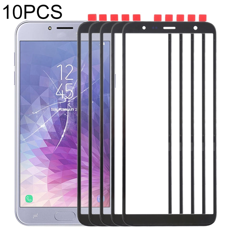 For Samsung Galaxy J4+ / J6+ / J610 10pcs Front Screen Outer Glass Lens (Black)