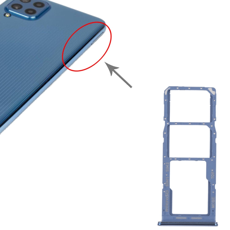 For Samsung Galaxy M32 5G SM-M326B Original SIM Card Tray + SIM Card Tray + Micro SD card tray (Blue)