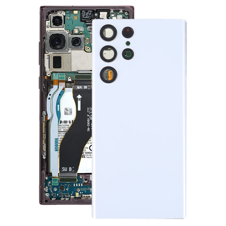 For Samsung Galaxy S22 Ultra 5G SM-S908B Battery Back Cover with Camera Lens Cover (White)