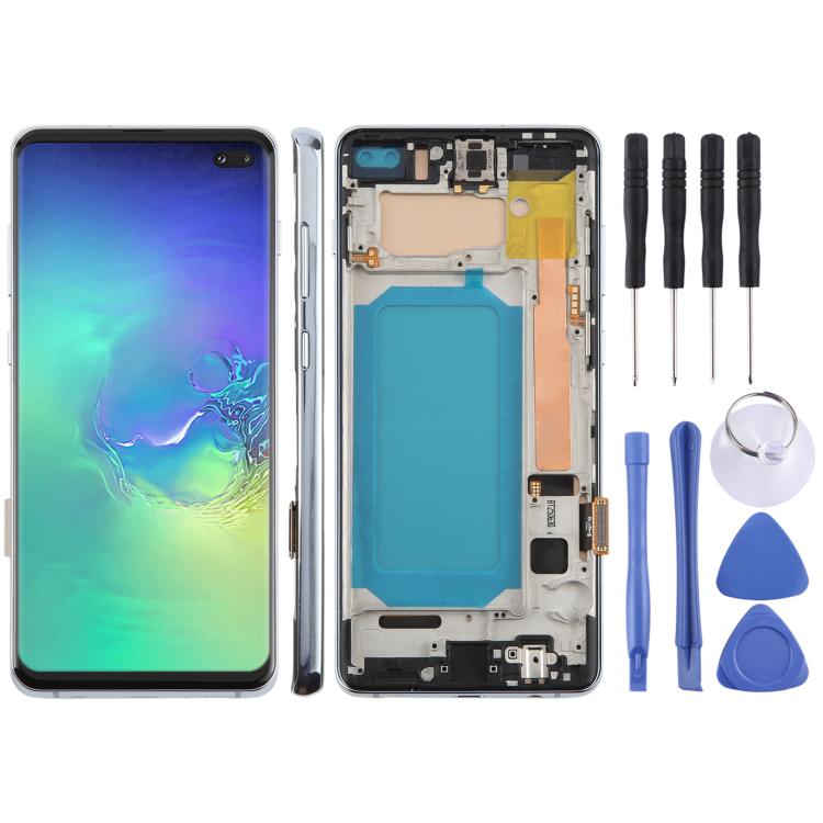 For Samsung Galaxy S10+ SM-G975F 6.38 inch TFT LCD Screen Digitizer Full Assembly with Frame, Not Supporting Fingerprint Identification(Blue)