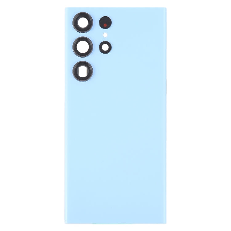 For Samsung Galaxy S23 Ultra SM-S918 Glass Battery Back Cover with Camera Lens Cover(Blue)
